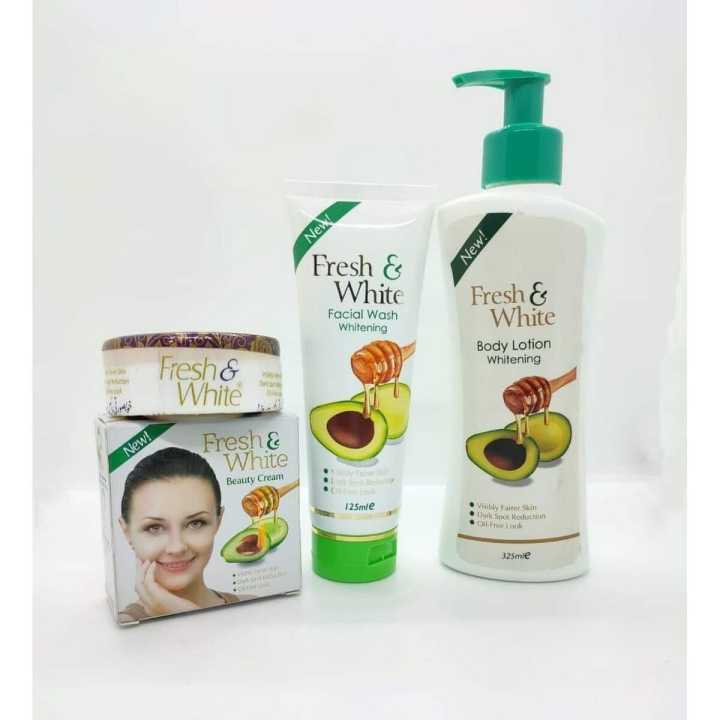 Fresh and White Beauty Cream - Whitening Body Lotion - Face Wash combo pack