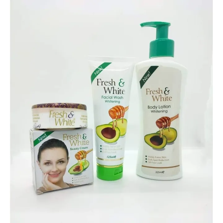 Fresh and White Beauty Cream - Whitening Body Lotion - Face Wash combo pack