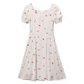2024 New Summer Clothes Girl's First Love A- line Dress Sweet Student Temperament Slimming French Cherry Dress. 