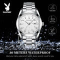 PLAYBOY Men's Watch Waterproof 2023 Latest Luminous Quartz Movement Stainless Steel Strap Calendar Casual Business Style 3301. 