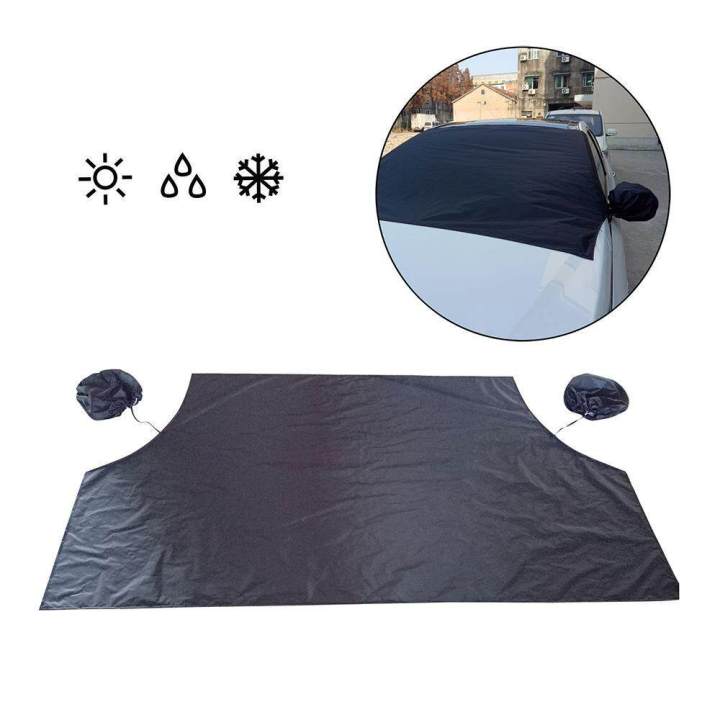Windshield Snow CoverMagnetic Windshield Cover Auto Front Sun Shade Protector Windscreen Protector With Mirror Protective CoversFits Most Car SUV Truck Van