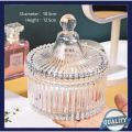 Transparent Qianli Glass Candy Jar With Lid Round Crystal High Quality Glass Candy Jar For Home & Hotel Use. 