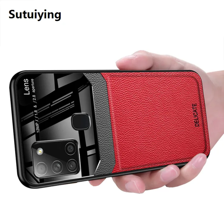 Sutuiying%20Case%20For%20Samsung%20Galaxy%20A21S%20Leather%20Mirror%20Original%20Tempered%20Glass%20Shockproof%20Phone%20Back%20Cover%20-%20Image%202
