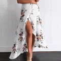 Yfashion Women Bohemian Floral Printing Skirt Sexy High Waist Split Summer Beach Irregular Long Skirt For Party. 