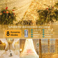 Auoyo Curtain Lights 300 LED Curtain Fairy String Lights with Remote USB Plug in Copper Wire Lights for Bedroom Wedding Party Home Garden Indoor Wall Christmas Decorations. 