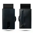 CASEKEY Men Wallets Real Cow Leahter Pop Up Business Credit Card Holder RFID Blocking Slim Smart Carbon Fiber Wallet with Pocket. 