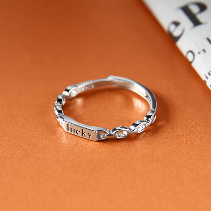 Autumn and Winter Accessories 925 Sterling Silver lucky Lucky Ring Minority Simple Personality High Sense All Match Index Finger Single Ring Female