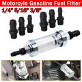 Glass Fuel Filter High-flow Universal Reusable Inline Filter 6mm/8mm/10mm Chrome Diesel Filter for Automotive Motorcycle. 