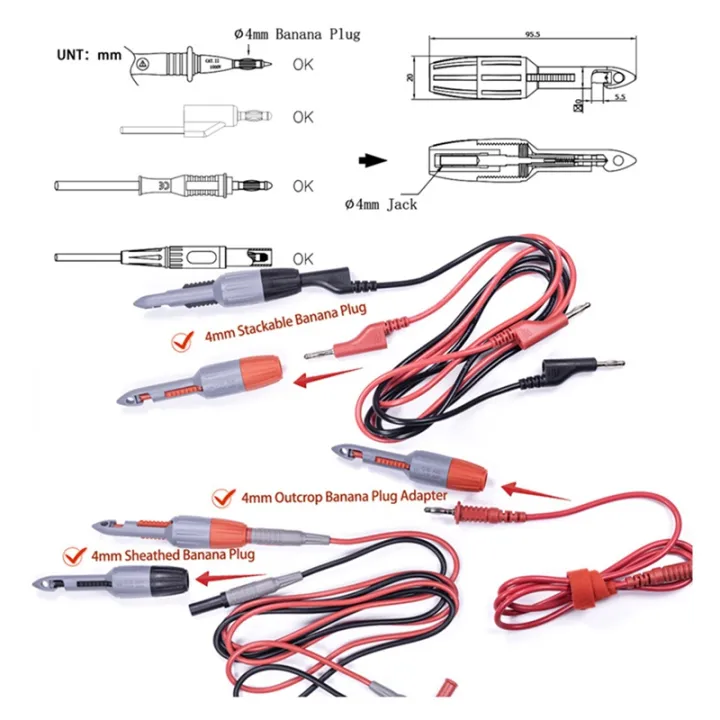 AB34-TP81 Insulation Clip Set, Banana Plug Connections,Wire Probe ...