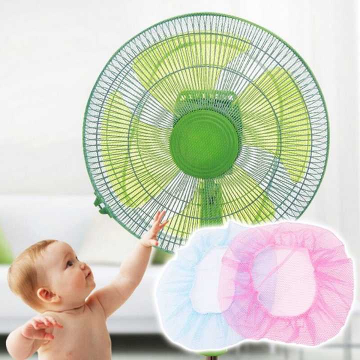 Children Kids Guard Mesh Fan Protection Cover -blue