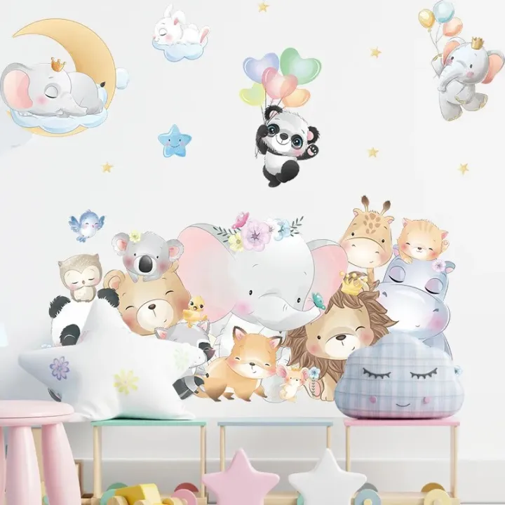 Nordic%20Cartoon%20Animals%20Wall%20Stickers%20for%20Children%20Kids%20Rooms%20Girls%20Boys%20Baby%20Room%20Decoration%20Wallpaper%20Elephant%20Panda%20Giraffe%20-%20Image%202