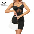 Yfashion Women's Summer Bodycon Dresses Casual Sleeveless Slim Fit Lace Patchwork Cocktail Party Tank Dress. 