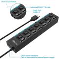 USB 2.0/3.0 Port Hub Extension Cable High Speed USB Adapter Plug Socket Hub Splitter with Individual Switch ON/OFF Data Transfer for Laptop Notebook Computer/1 M Data Line. 