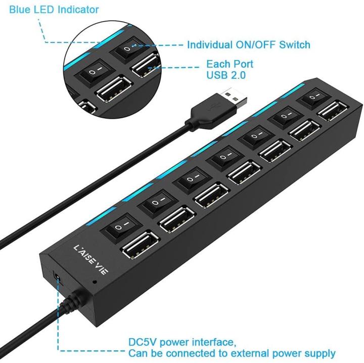 USB%202.0/3.0%20Port%20Hub%20Extension%20Cable%20High%20Speed%20USB%20Adapter%20Plug%20Socket%20Hub%20Splitter%20with%20Individual%20Switch%20ON/OFF%20Data%20Transfer%20for%20Laptop%20Notebook%20Computer/1%20M%20Data%20Line%20-%20Image%202