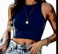 Crop top Girls / Women's Round Neck Rib-Knit Crop Top, Racerback Camisole Solid Sleeveless Crop Tank Top. 