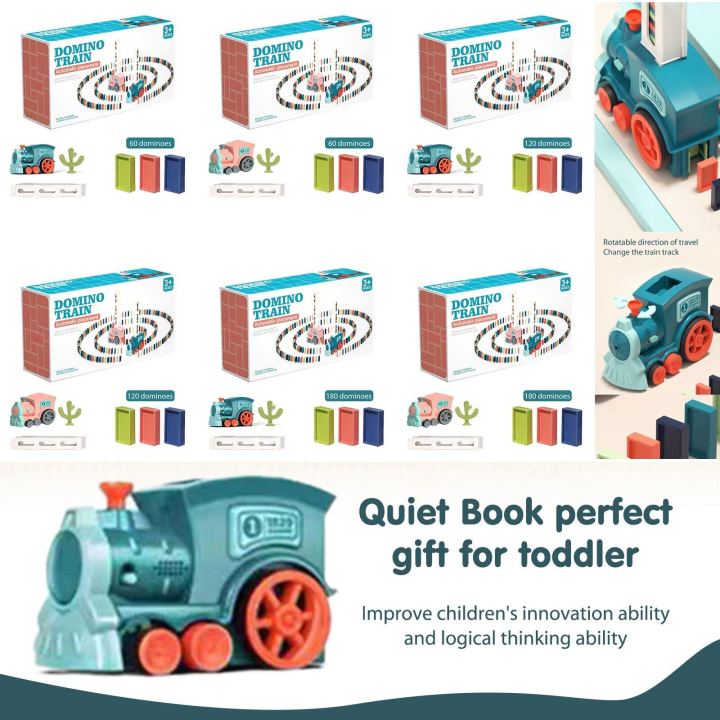 Kids Electric Domino Train Car Set Sound Light Automatic Laying Dominoes Brick Blocks Game Educational DIY Boys Girls Toy Gift