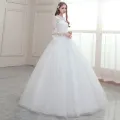 Main Wedding Dress 2024 New Korean Style Bridal off-Shoulder Pregnant Women Slim Fit Slimming Mori Lace V Lead the Land. 