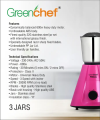Greenchef Focal Mixer Grinder 600W 3Jars Multi functions Blender Stainless Steel Blades Machine. 