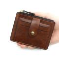 【FOOT SOFA】Men  Credit ID Card Holder Wallet Male Slim Leather Wallet with Coin Pocket Brand Designer Brown Business Purse. 