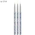 Monja 3Pcs/Set Nail Art Acrylic Transparent Handle Stripes Lines Liner Drawing Brush Pattern Design Painting Pen Manicure Tool. 
