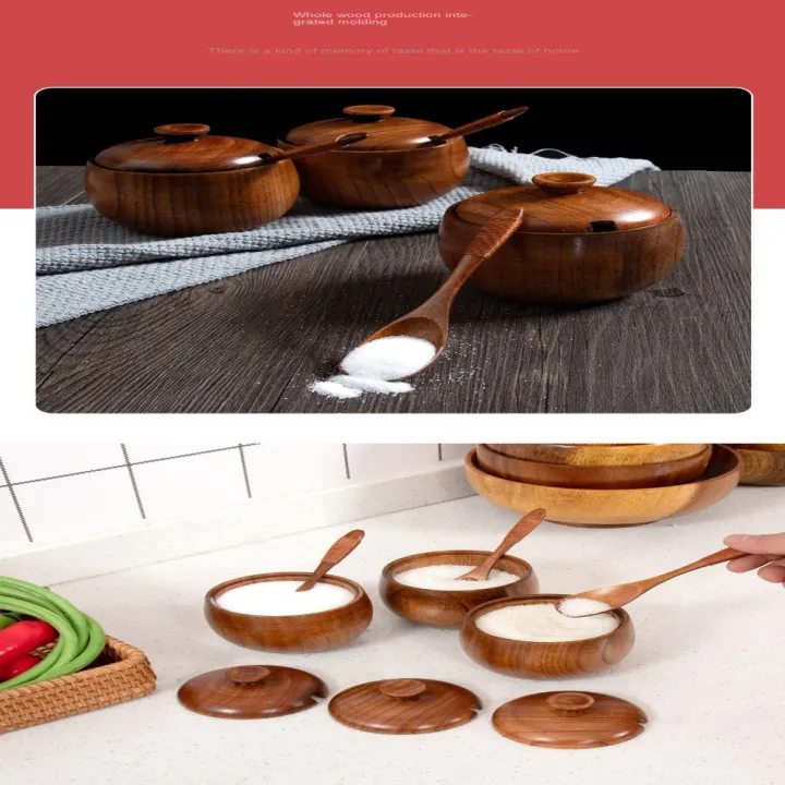 Kitchen Gadget Condiment Can Spice Shaker Storage Boxes Retro Salt Bowl ...