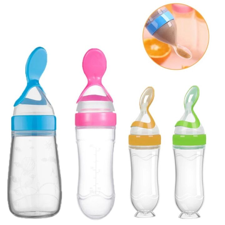  new safe useful silicone baby bottle with spoon food supplement rice
