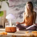 Raincloud Humidifier Essential Oil Raining Desk Humidifier Rain Cloud Night Light Diffuser Relaxing Rain cloud Humidifier with Raining Cloud Diffuser Rain Drop humidifier Sound (Wooden colour). 