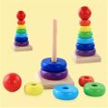 Rainbow Tower Rainbow 3D Puzzles Wooden Toys Rainbow Stacked Balance Baby Montessori Educational Toys For Children. 