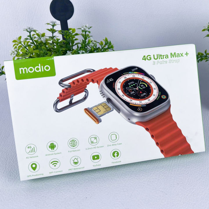 Original Modio 4G Ultra max Plus android smart watch HD 2.2 inch full ...