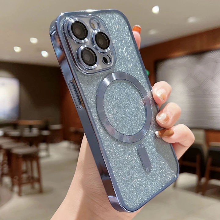Luxury%20electroplate%20MagSafe%20wireless%20charge%20phone%20case%20for%20iPhone%2015%2013%2014%2012%2011%20pro%20Max%20Plus%20soft%20bumper%20Glitter%20back%20cover%20-%20Image%209