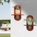 Small Plants Picture Ledge Wall Rattan Shelf Set of 2, Boho Rustic Wood Floating Shelves Wall Mounted Decoration. 