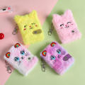 Writing Drawing Pad With Blank Inner Papers Notebook With Keychain Cute Cat Face Plush Mini Pocket. 