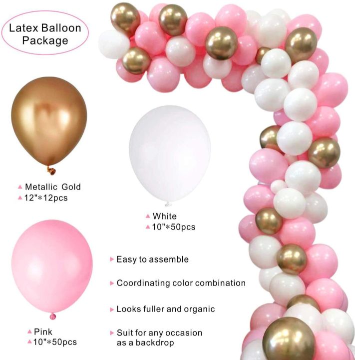 Balloon%20Garland%20Arch%20Kit%2016Ft%20Long%20112pcs%20Pink%20White%20Gold%20Balloons%20Pack%20for%20Girl%20Birthday%20Baby%20Shower%20Bachelorette%20Party%20Centerpiece%20Backdrop%20Background%20Decorations%20-%20Image%205
