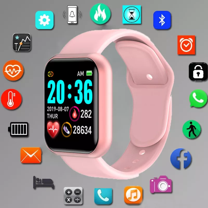 Children's Smart Digital Connected Watch with Call Reminder Step Count Heart Rate Monitoring for Kids Girls Men Women Relogio
