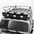 (GGBR)-Universal Roof Racks Luggage Carrier Car Frame with LED Light for 1/18 C8801 RC Crawler Car Parts Round Lamp. 