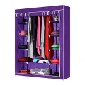 3 Door Storage Wardrobe Foldable and Movable Cloth/Fabric Wardrobe with Zip Up Collapsible Cupboard SMT. 