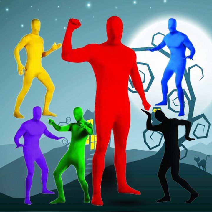Spandex Tights Suit Full Jumpsuit Adult Unisex Tights Suit Costume Stretchy Disappearing Man Bodysuit Halloween Cosplay Dropship