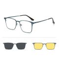 Magnetic Eyeglasses 3 In 1 Polarized Night Vision Clip on Sunglasses Classic Square Anti Blue Light Myopia Nearsighted Glasses. 