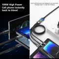 Linman Transparent Digital Display Luminous 100w Charging Cable, 4FT 3 in 1 Charging Cable Multiple USB Cord Nylon Braided Charger,ComProfesional patible with IP/Type-C/Micro-USB for iPhone X 8 7 6 5 Micro USB Type C durable Cable for Samsung Galaxy S9 S8. 