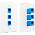 1Pack 3-Port Ethernet Wall Plate, RJ45 Wall Plate with RJ45 Keystone. 