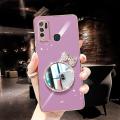 For Vivo Y50 / Vivo Y30 Back Cover + Bowknot Makeup Mirror Fashion Shiny Plating Square Bumper Bling Girls Phone Case Soft TPU Silicone Shockproof Back Cover. 