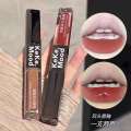 keke mood Glossy Double-Ended Glaze Water Mirror Gloss Matte Lip Mud Bare Face Affordable Lipstick. 