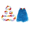 6 Set Hawaiian Grass Skirt Flower Hula Lei Wristband Garland Fancy Dress Costume. 