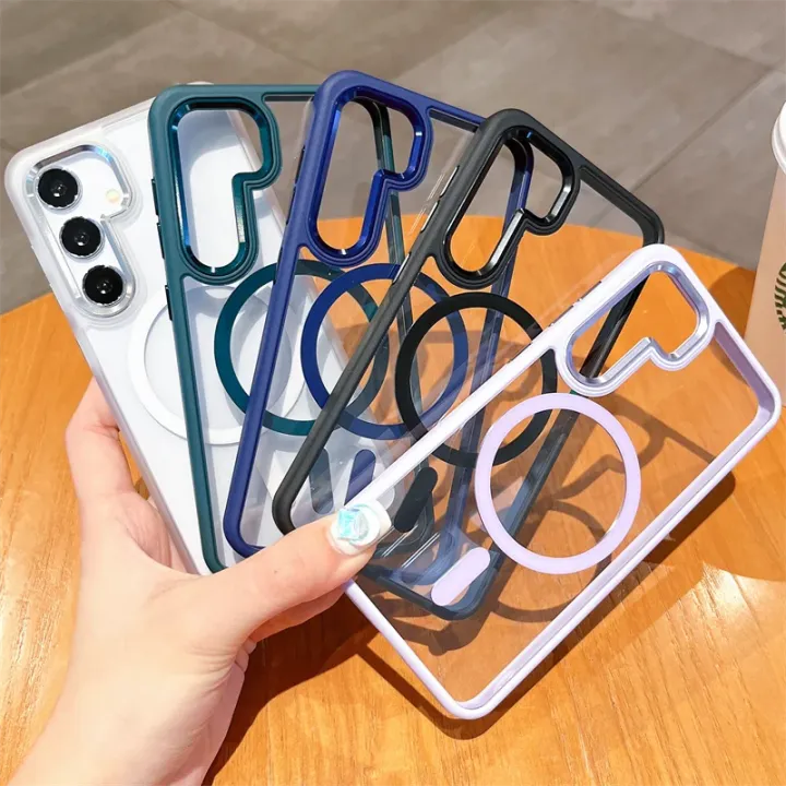 HD%20Clear%20Solid%20Armor%20Magnetic%20For%20Magsafe%20Candy%20Frame%20Case%20For%20Samsung%20Galaxy%20S24%20S24Plus%20S24Ultra%20Plus%20Ultra%20Shockproof%20Cover%20-%20Image%202