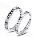 2pcs Adjustable Free Size Crystal Sliver Color Couple Rings Set For Men & Women Lovers Promise Engagement Ring Pair. 