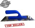 Plastic handle notched blade concrete plastering trowel with teeth. 