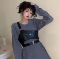 Bandage Dress Artifact Niche Design Fashionable Leather Vest Women's All-Match Simple Outer Wear Internet Celebrity Shoulder Vest Top. 