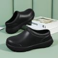 【Miga Plaza】2024 White Chef Shoes for Men Slip on Kitchen Shoes Thick Sole Resistant Half Shoes Restaurant Cook Shoes Comfortable Professional Hospital White Nurses Slippers. 