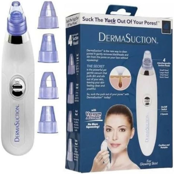 Derma Suction Blackhead Remover 4 in 1 Pore Vacuum - Electric Microdermabrasion Machine Black Head Cleaning Tool Pimple Suction Facial Cleanser Device for Pores Acne Nose Skin
