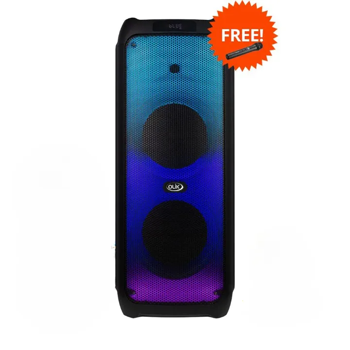 Olik 12inch Portable Wireless Bluetooth Speaker with Led Light RGB Support Mic, AUX, USB, SD Card Karaoke Speaker Buffel Music Player Party Box party speaker NSC 525